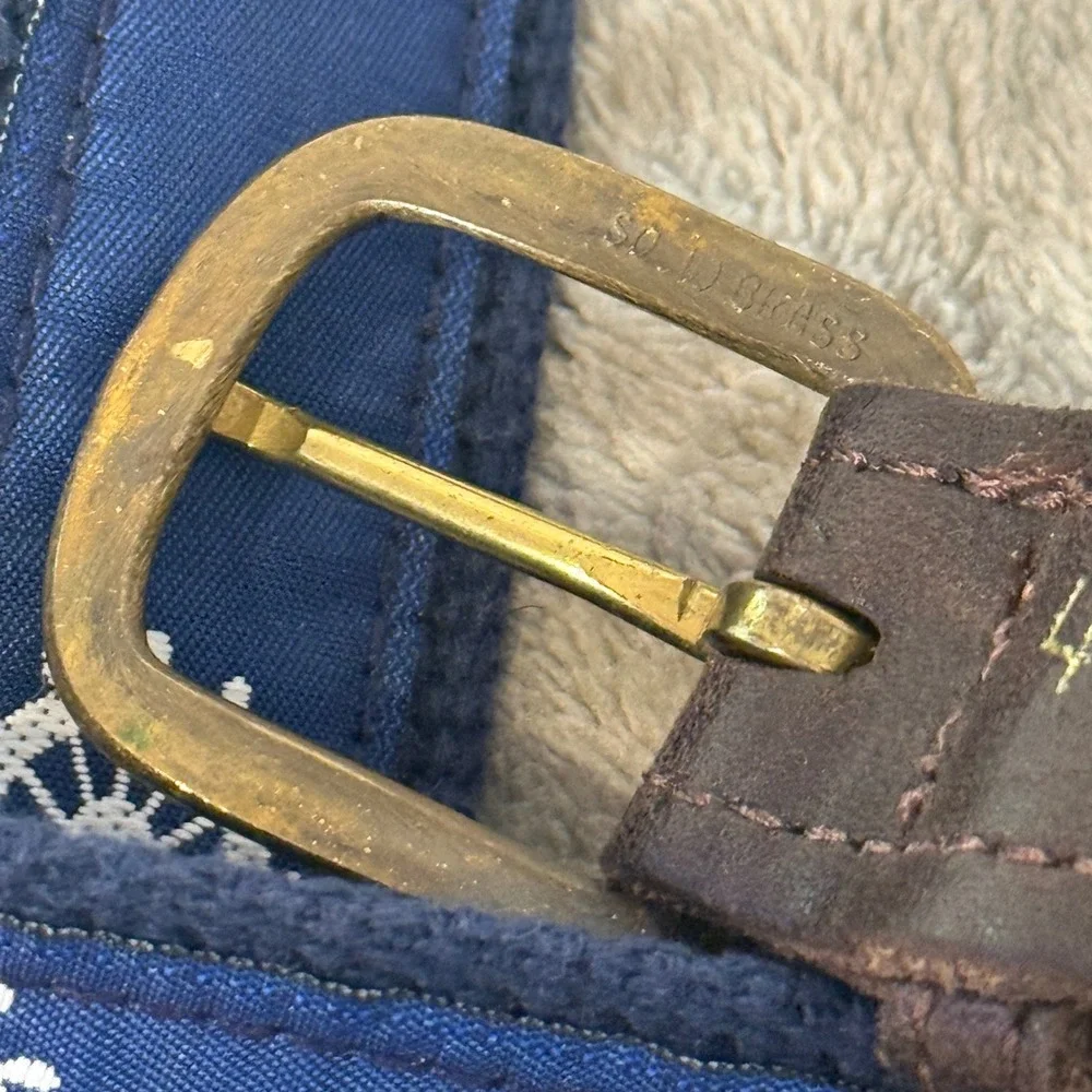 Men's Preppy Nautical Leather Canvas Belt Size 46 Blue Anchor Surcingle Sailing